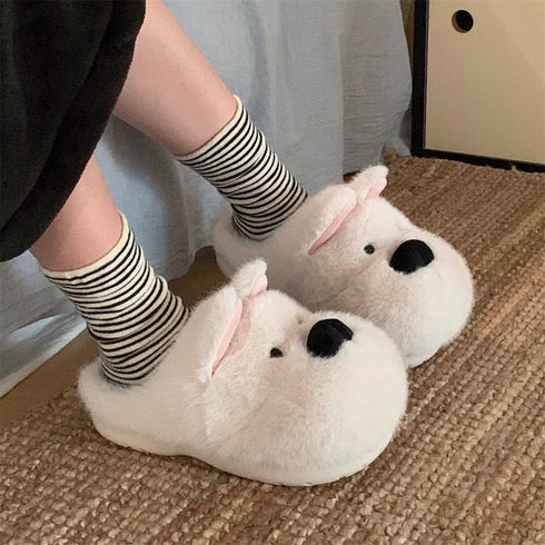 Westie Dog Plush Home Slippers