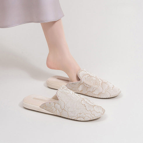 Petal-Stitch Indoor Mule Slippers