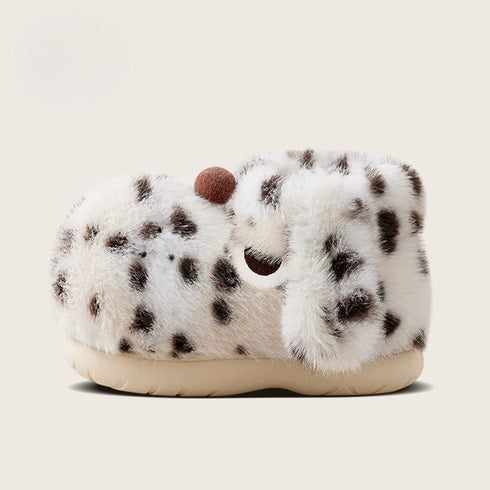 Spotted Puppy Plush Bootie Slippers
