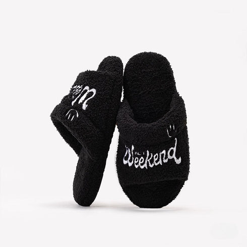 Cozy Weekend Vibe Plush Slides