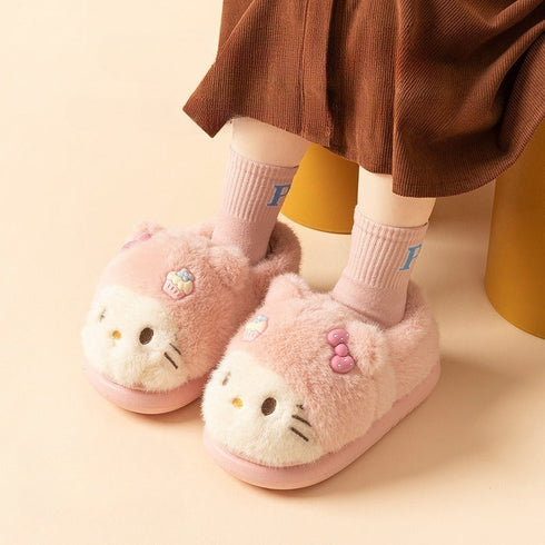 Whiskered Kitty Plush Indoor Slippers