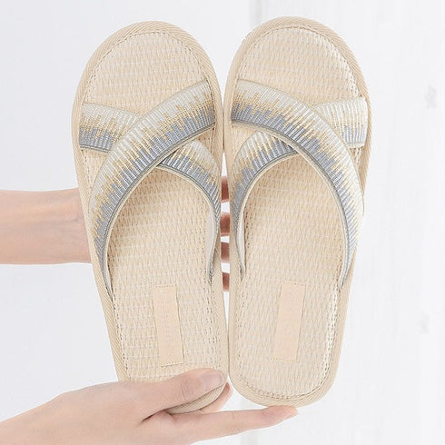 Breezy Woven Cross Strap Slides