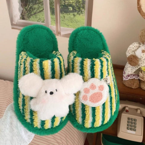 Striped Bunny Paw Lounge slippers