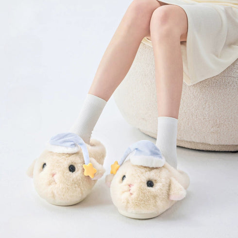 Sleepy Lamb Nightcap Plush Slippers
