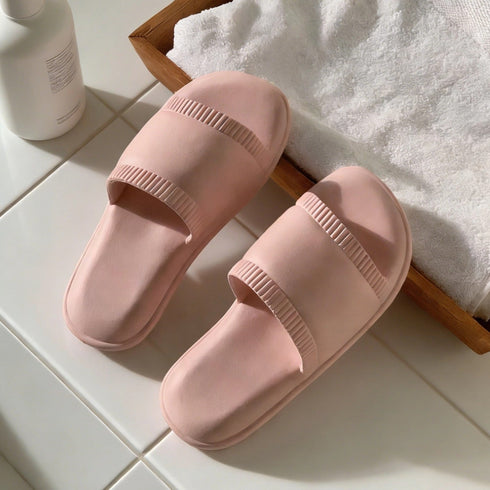 Minimalist Ribbed Soft Shower Slides