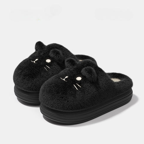 Fuzzy Whiskered Animal Face Slippers
