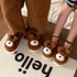 Patch Nose Fuzzy Puppy Face Plush Slippers