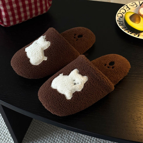 Cozy Fleece Puppy Patch Slippers