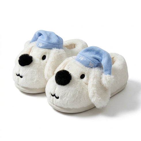 Sleepy Pup Nightcap Plush Slippers