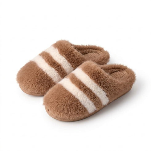 Striped Cloud Step Plush Slippers