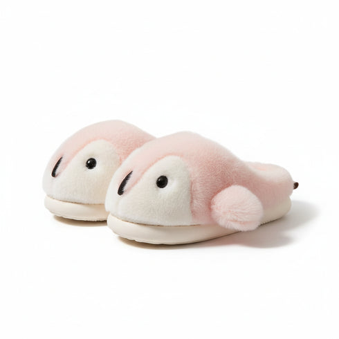 Playful Penguin Fuzzy House Slippers
