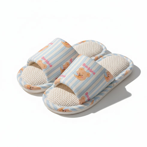 Striped Bear Band Woven Slides