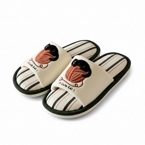 Playful Cat Yarn Ball Slippers