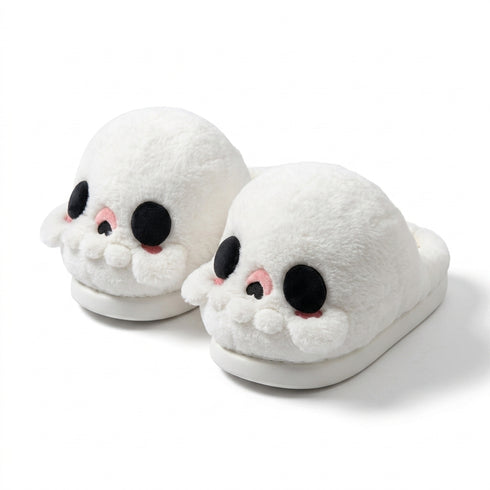 Spooky Halloween Skull Plush Slippers