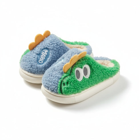 Fuzzy Dinosaur Plush Winter Slippers