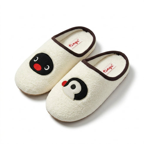 Mismatched Penguin Face House Slippers