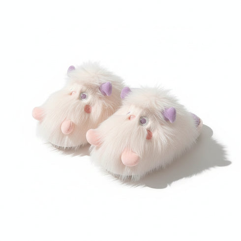Fluffy Monster Face Slippers