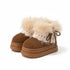 Fuzzy Lace Trim Platform Ankle Boots