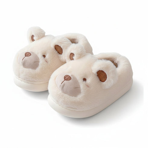 Fuzzy Teddy Bear Plush Slippers