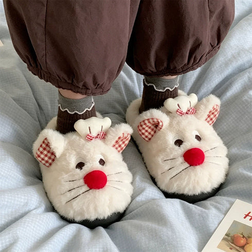Whiskered Mouse Face House Slippers