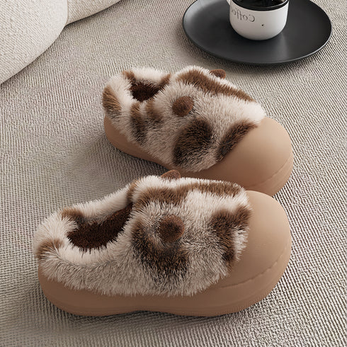 Playful Panda Furry Platform Slippers