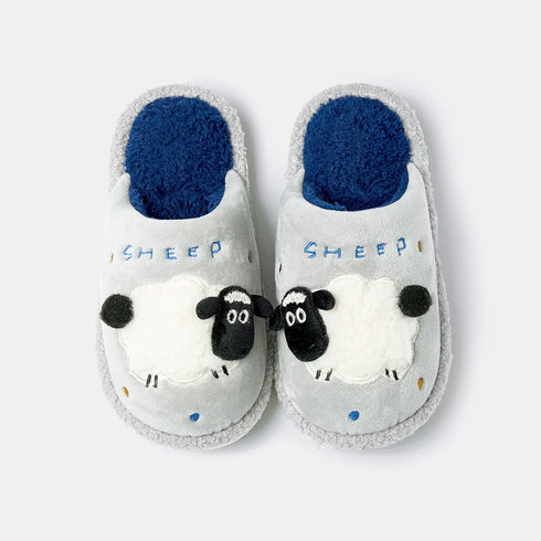 Fuzzy Sheep Applique Indoor Slippers