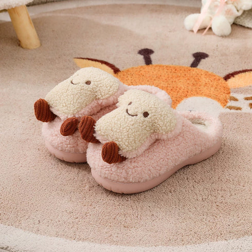 Smiley Toast Plush Fleece Slippers