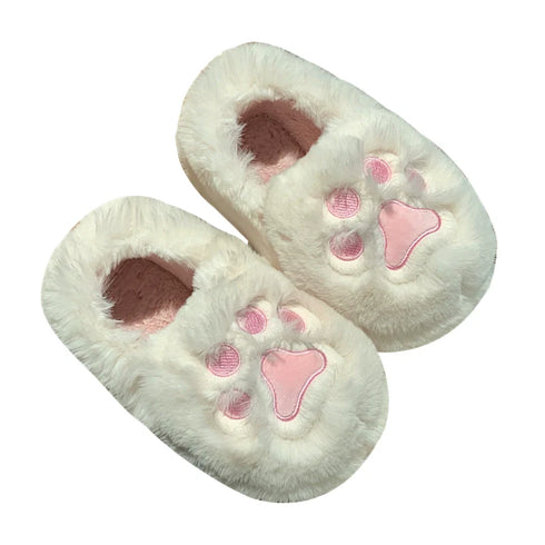Fuzzy Cat Paw Plush Slippers