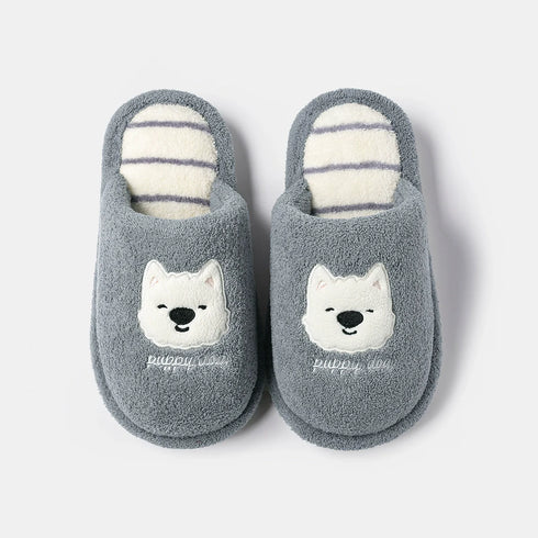 Playful Puppy Dot Plush Slippers