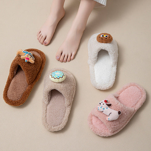 Puppy Donut Plush Home Slippers