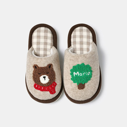 Mismatched Bear Tree Kids Slippers