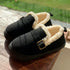 Cozy Buckle Strap Furry Clogs