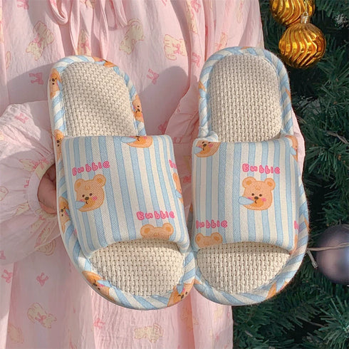 Panda Graphic Woven Insole Slides