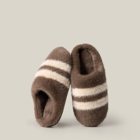 Striped Cloud Step Plush Slippers