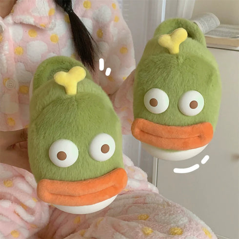 Goofy Big Eye Fish Plush Slippers
