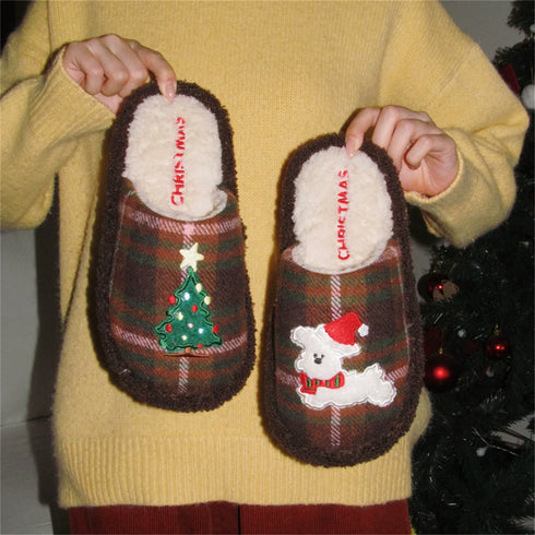 Plaid Pup Holiday slippers