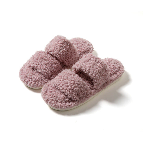 Double-Band Plush Lounge Slippers