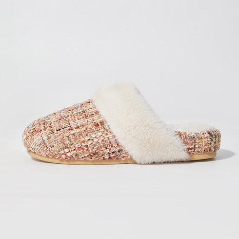 Boucle Trim Cozy Collar Slippers