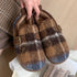 Fuzzy Plaid Buckle Clogs