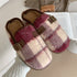 Fuzzy Plaid Buckle Clogs