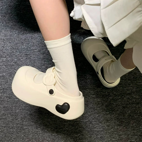 Chunky Heart Mary Jane Platform Clogs