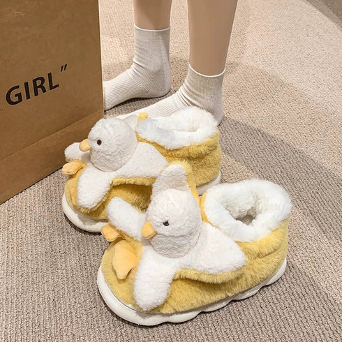 Whimsical Duck Plush Winter Slippers