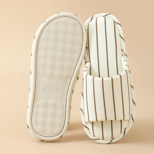 Breezy Pinstripe Linen Home Slides