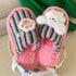 Striped Bunny Paw Lounge slippers
