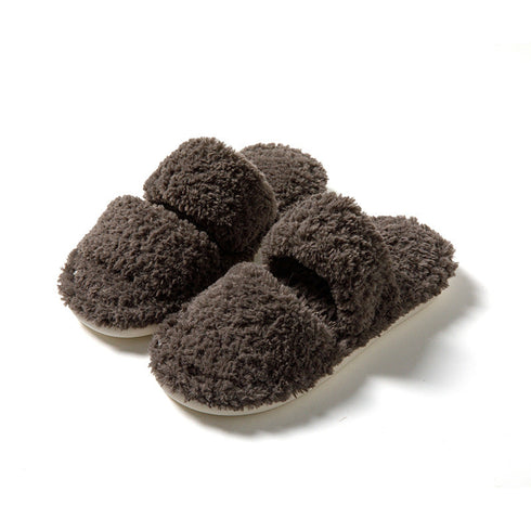 Double-Band Plush Lounge Slippers