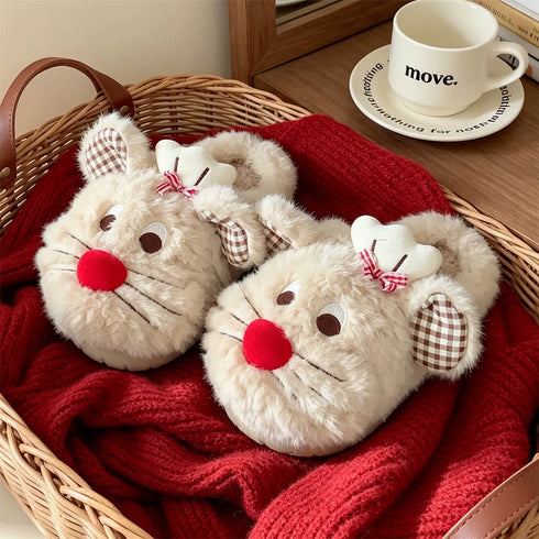 Whiskered Mouse Face House Slippers