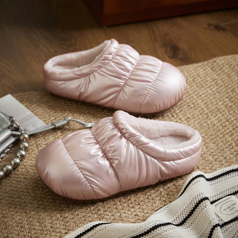 Puffy Quilted Thermal Fleece Slippers
