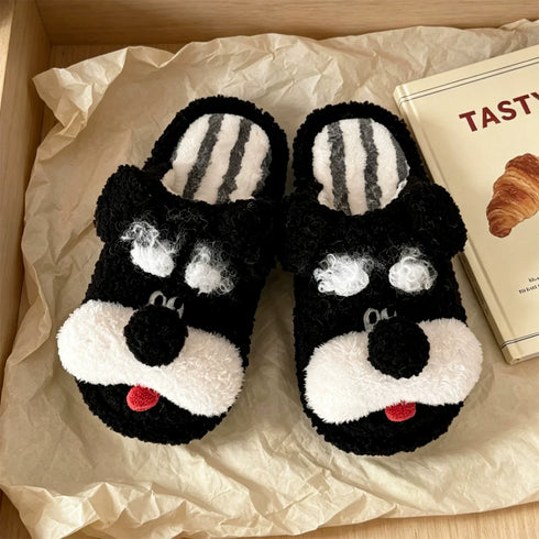 Schnauzer Pup Plush House Slippers