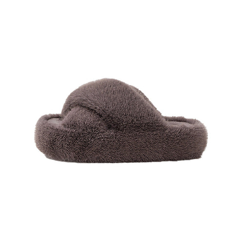 Fuzzy Platform Strap Slippers