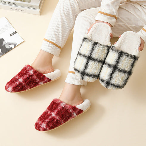 Chunky Check Sherpa Slippers